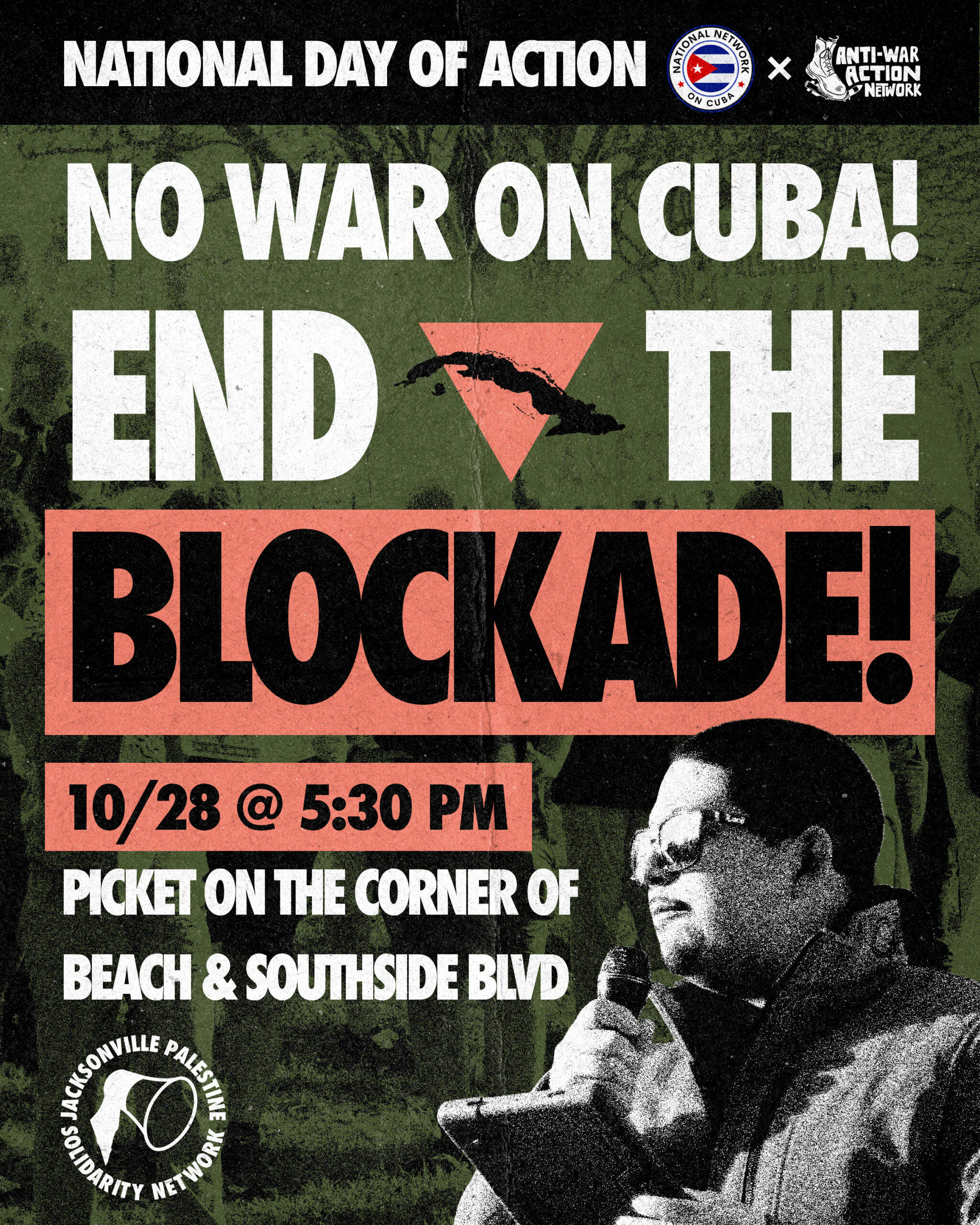 No War With Cuba! End the Blockade Picket flyer