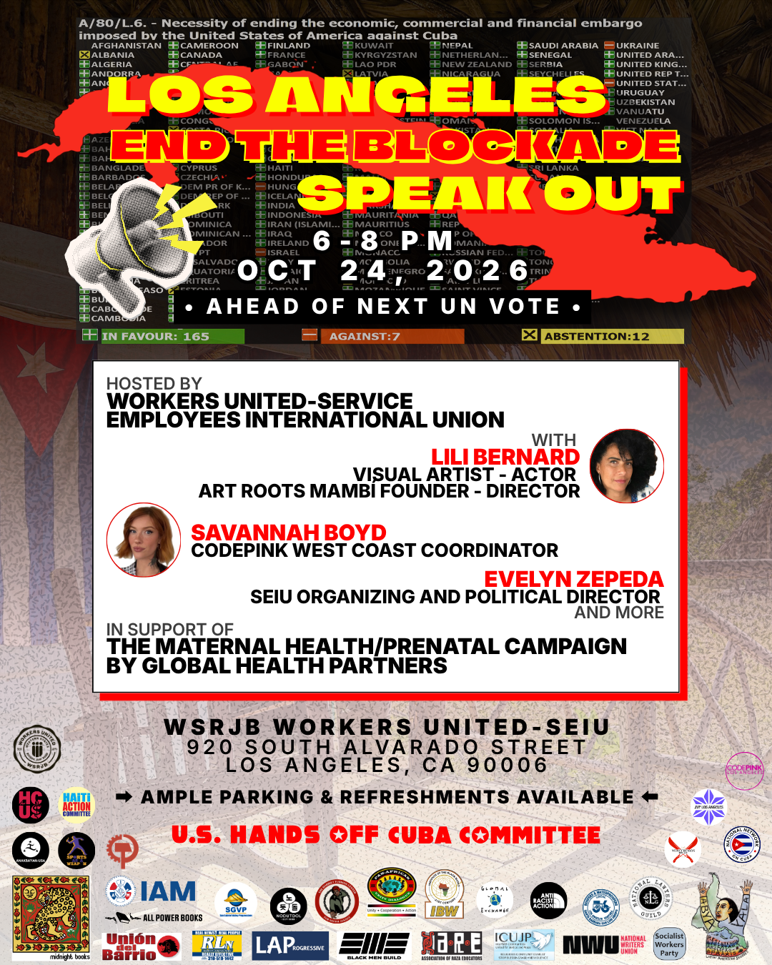 LA hands Off Cuba.Endthe Blockade flyer