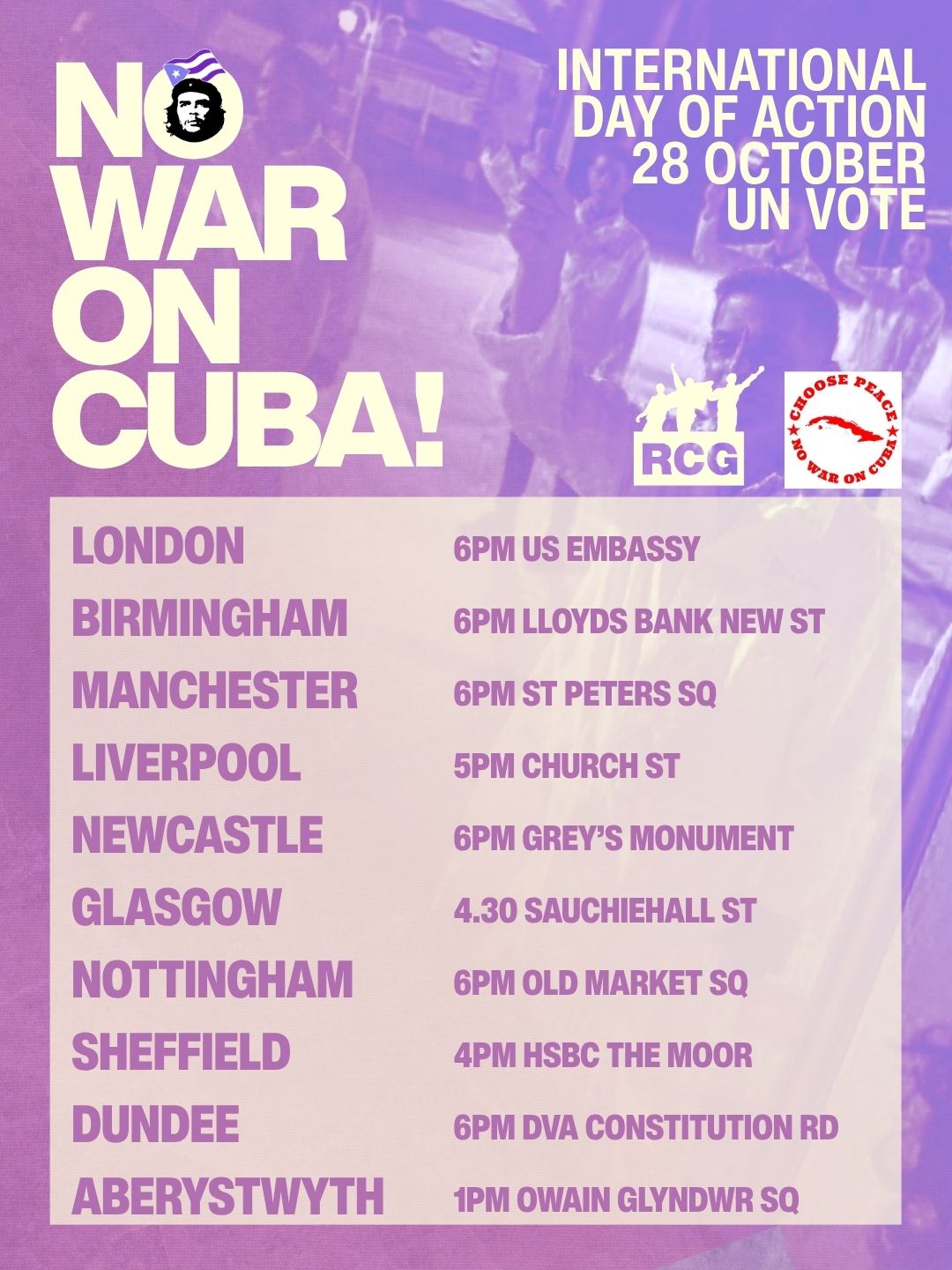 NO WAR ON CUBA, UN vote International day of Action flyer