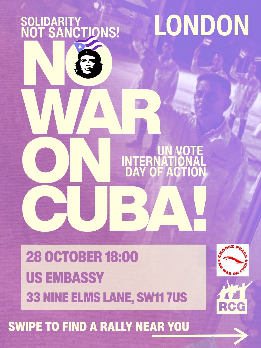 NO WAR ON CUBA, UN vote International day of Action flyer