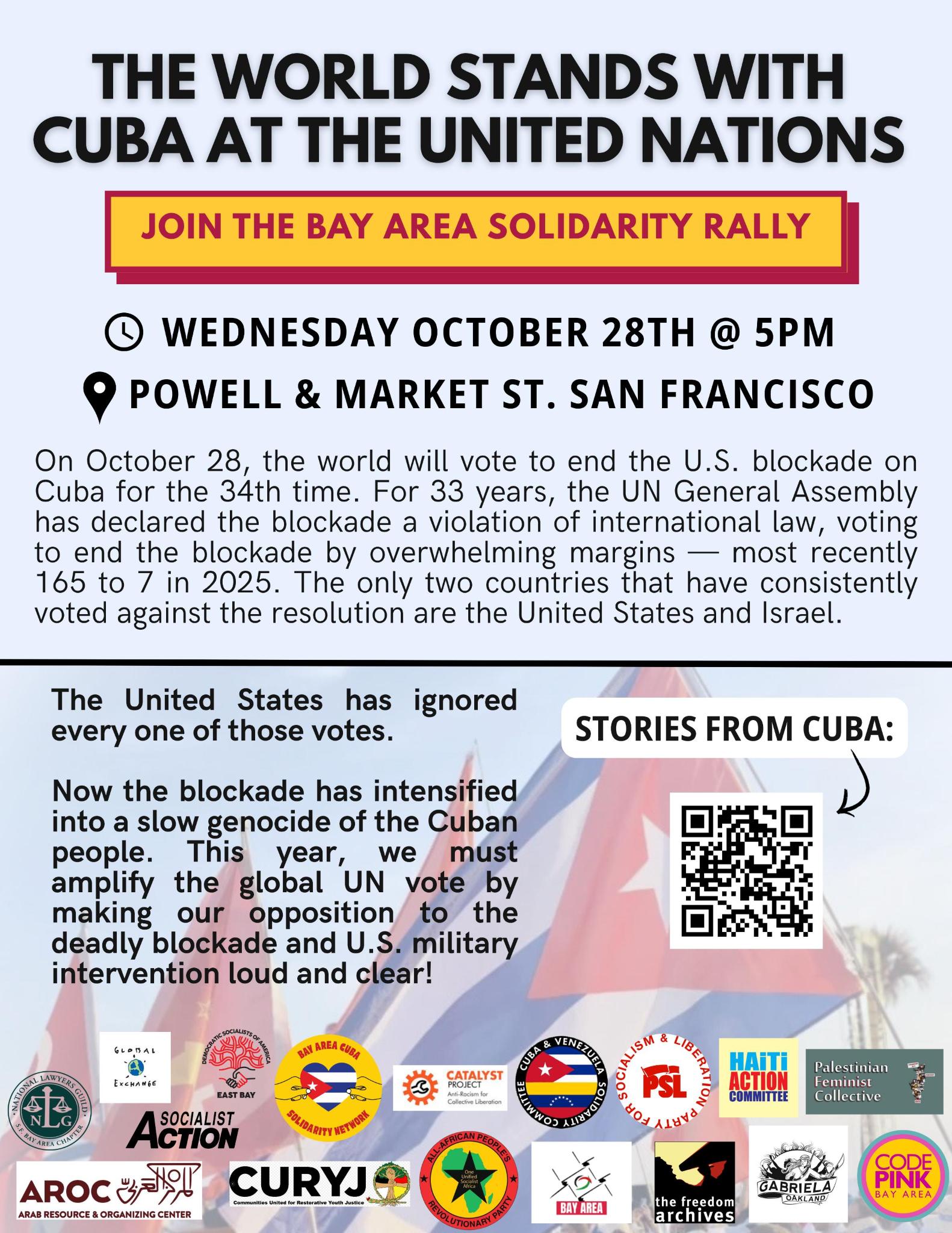 The World Stands With Cuba - Rally flyer