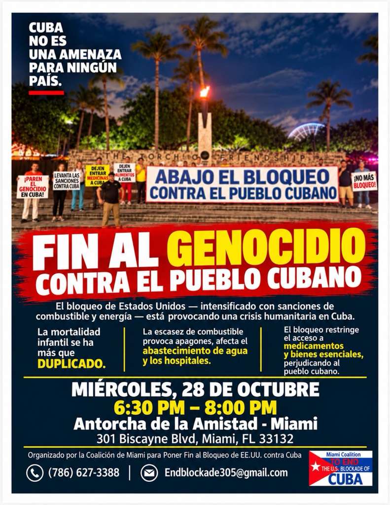End the Blockade! End the Genocide Against the Cuban People flyer