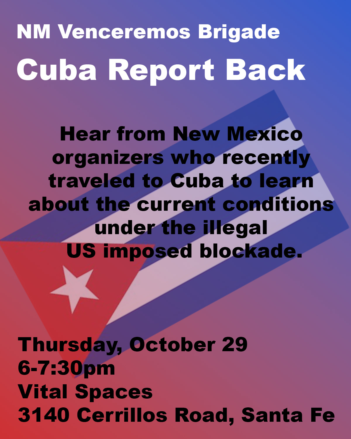 NM Venceremos Brigade Report Back flyer